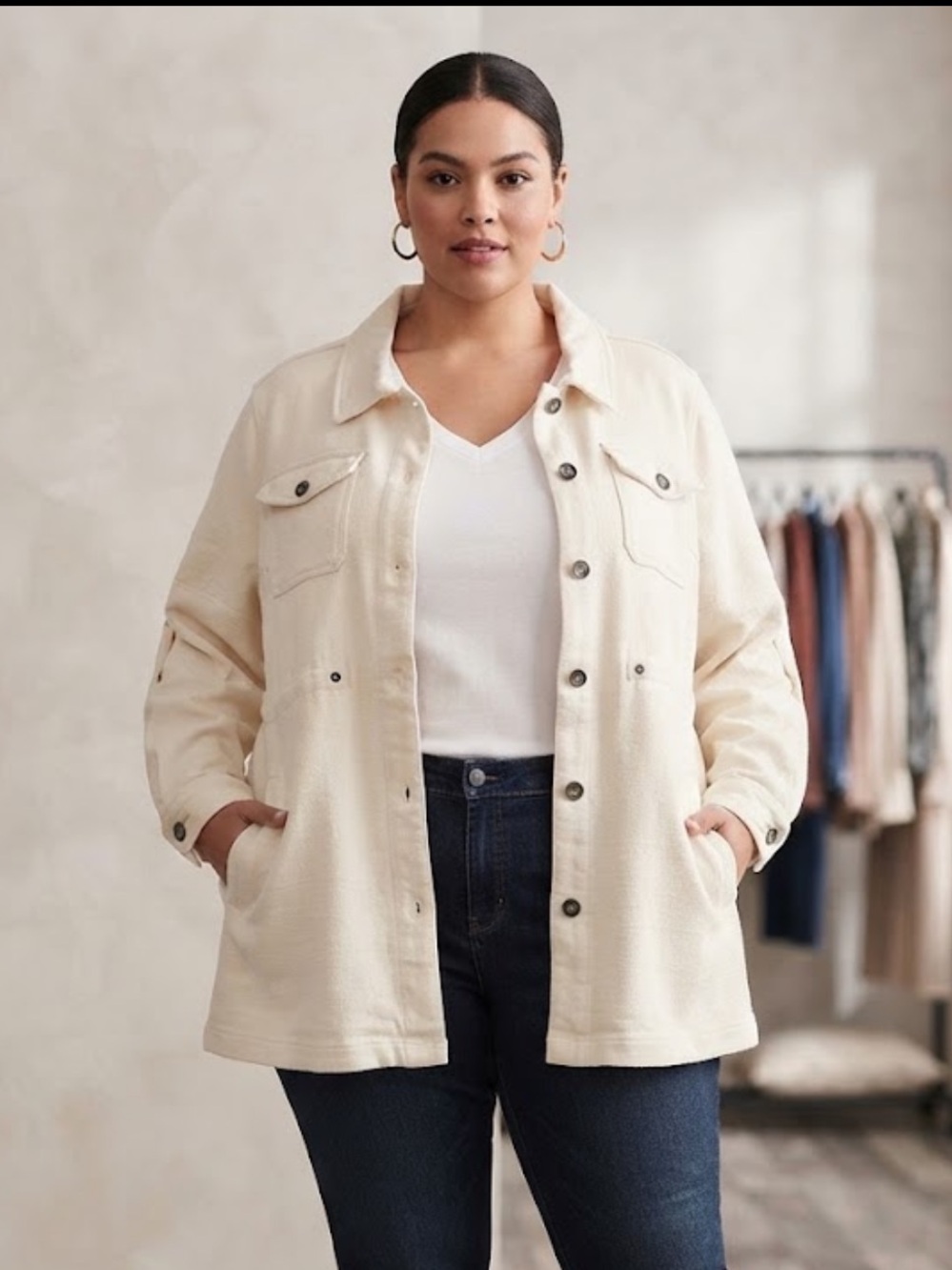 torrid NWT Cream Utility Shacket Jacket